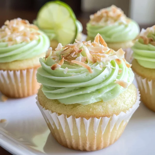Coconut Cupcakes with Lime Buttercream Frosting