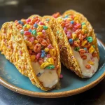 Fruity Pebbles Cheesecake Tacos