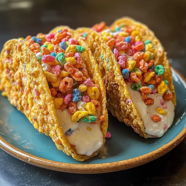 Fruity Pebbles Cheesecake Tacos