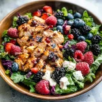 Grilled Berry Feta Chicken Salad with a Sweet Chipotle Dressing