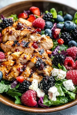 Grilled Berry Feta Chicken Salad with a Sweet Chipotle Dressing