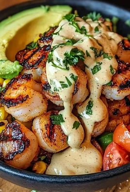 Grilled Shrimp Bowl with Avocado, Corn Salsa & Creamy Garlic Sauce: An Incredible 7-Ingredient Recipe