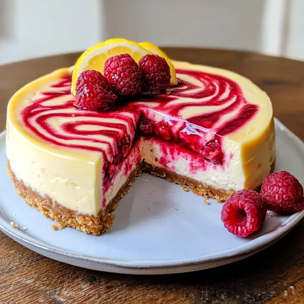 LEMON RASPBERRY SWIRL CHEESECAKE